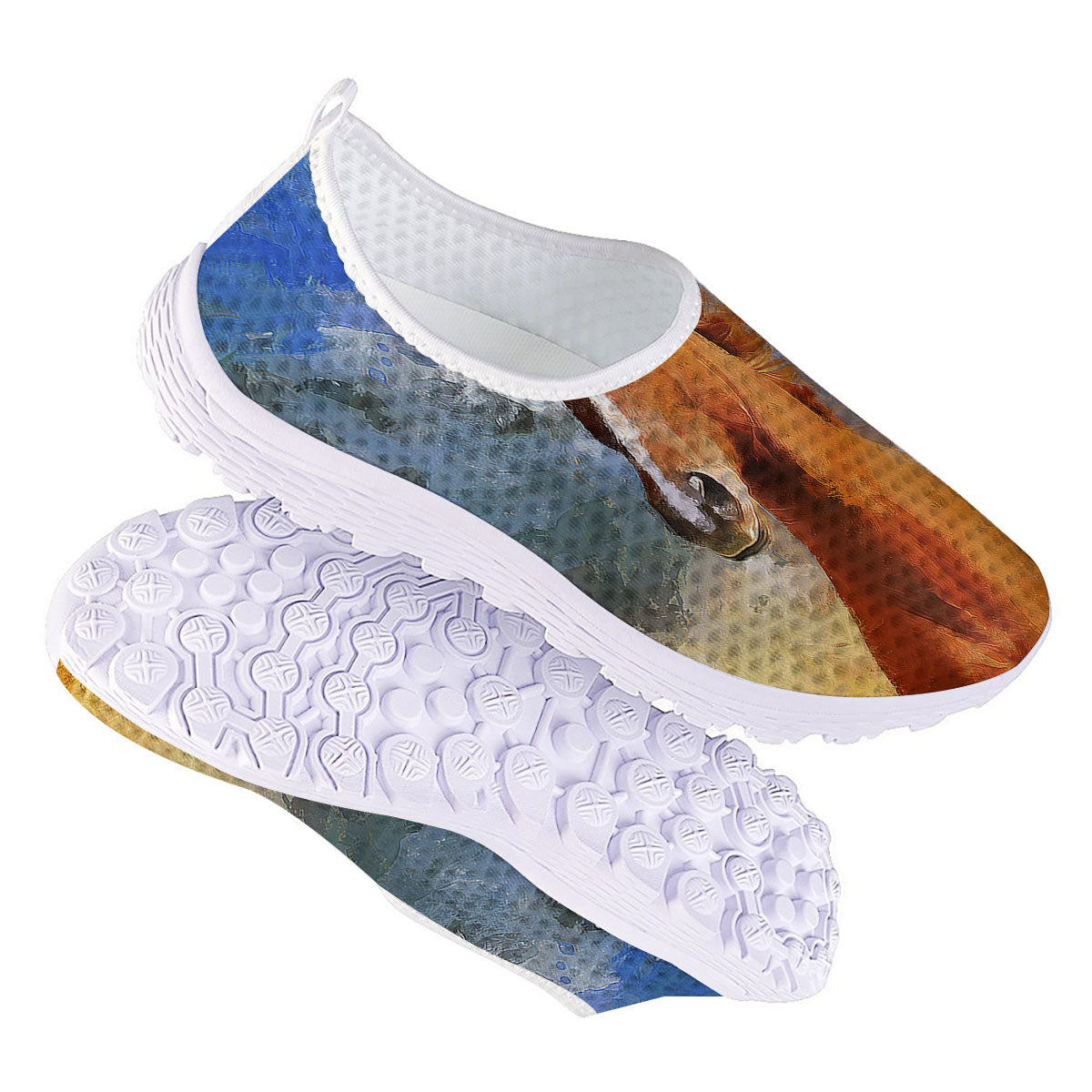 Painting Running Horses Print Nurse Shoes-grizzshop