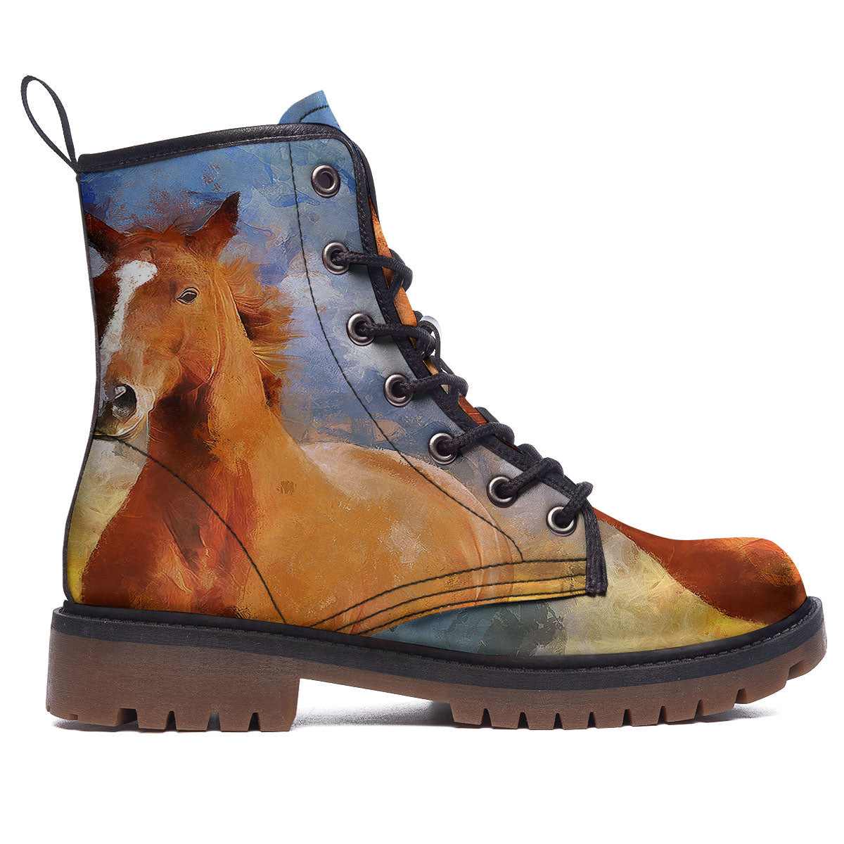 Painting Running Horses Print Work Boots-grizzshop