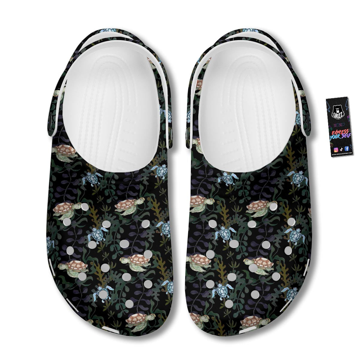 Painting Sea Turtle Print Pattern Clog-grizzshop