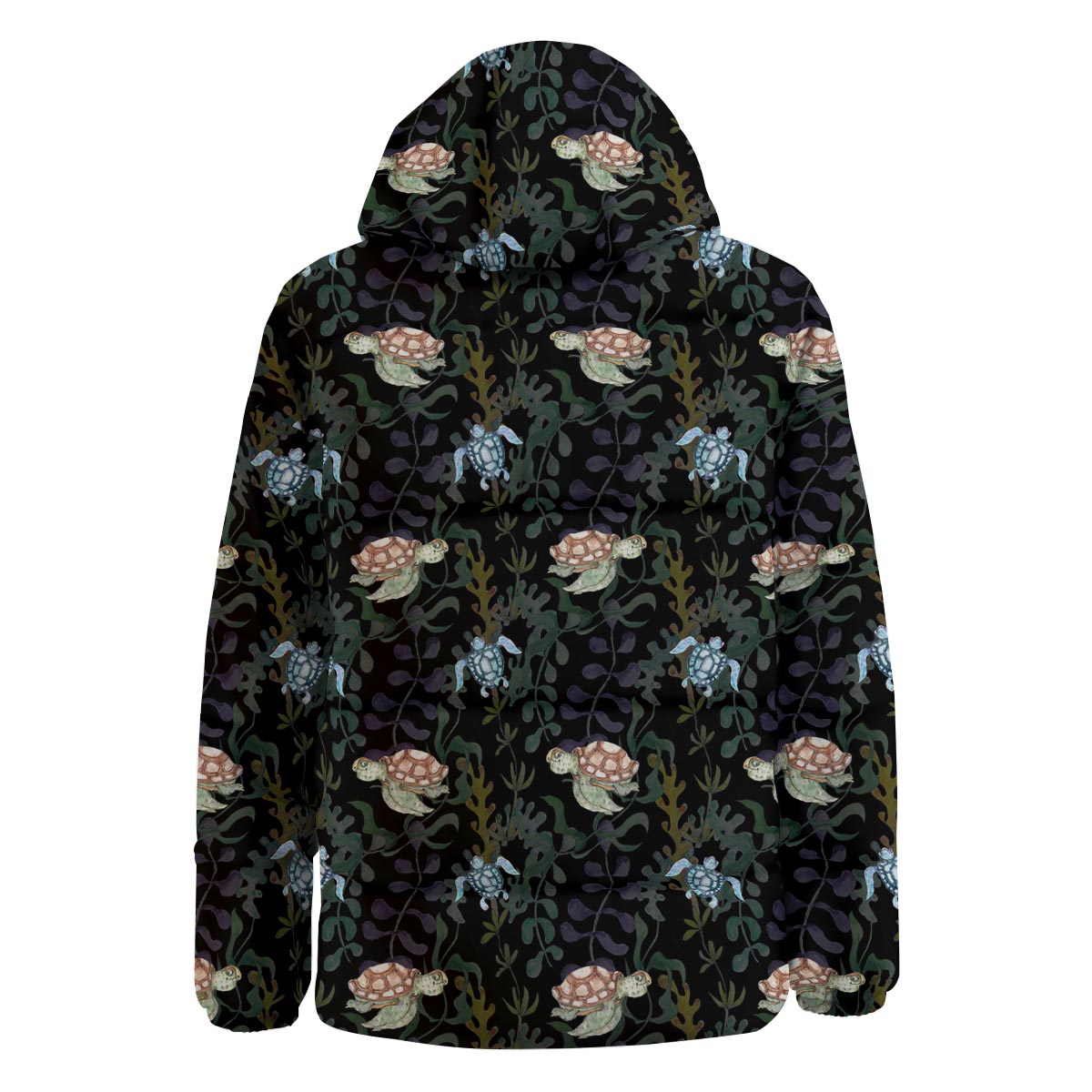 Painting Sea Turtle Print Pattern Down Jacket-grizzshop