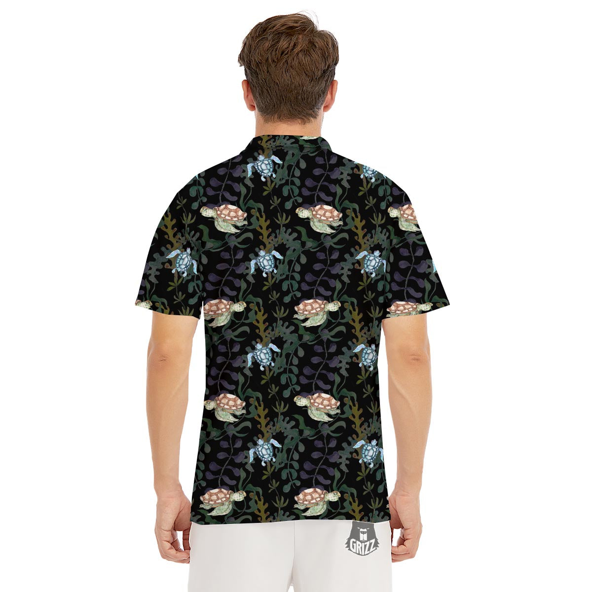 Painting Sea Turtle Print Pattern Men's Golf Shirts-grizzshop
