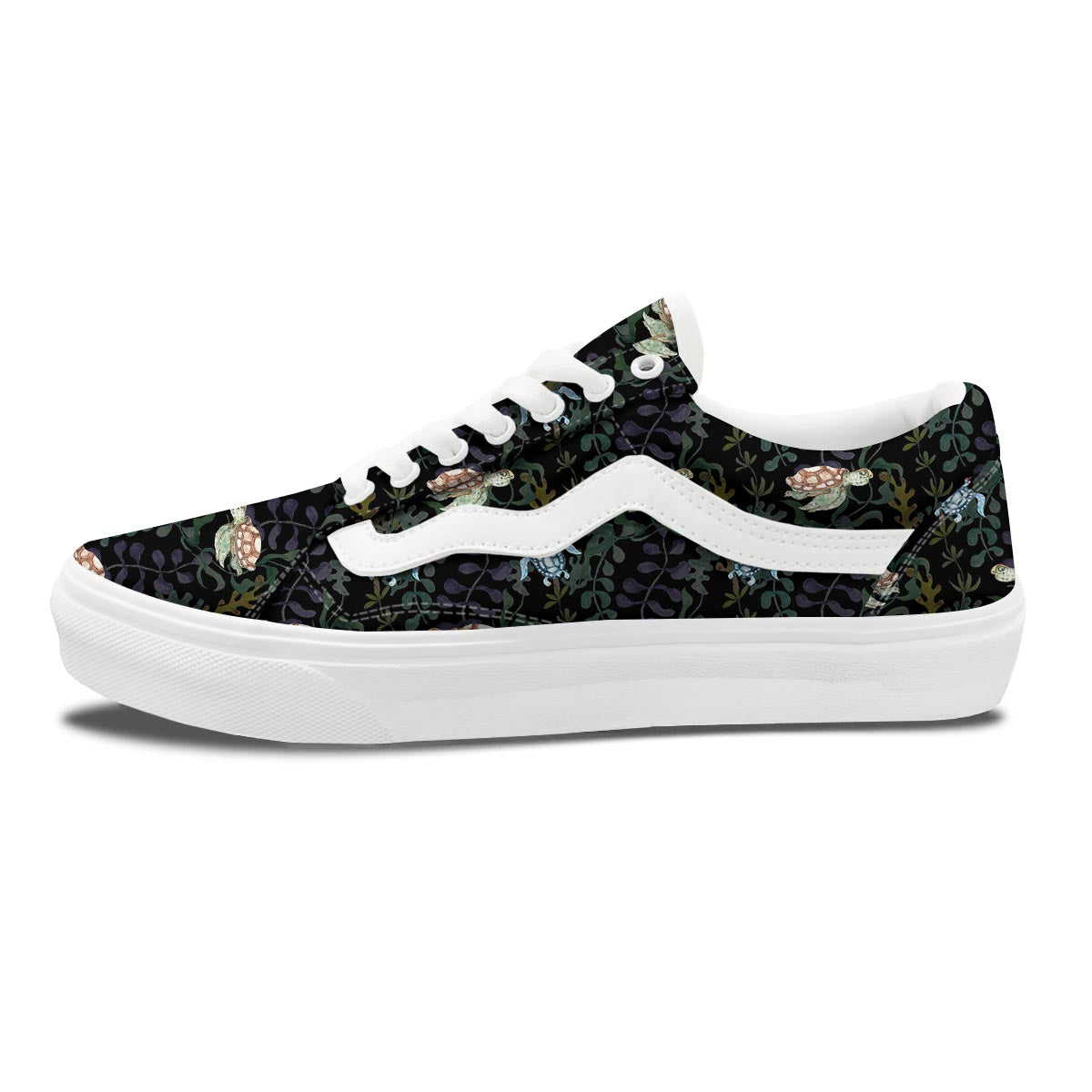 Painting Sea Turtle Print Pattern Skate Shoes-grizzshop