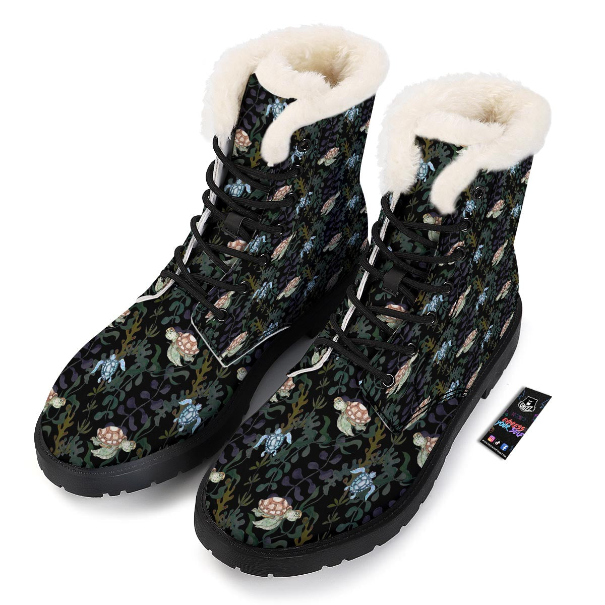 Painting Sea Turtle Print Pattern Winter Boots-grizzshop