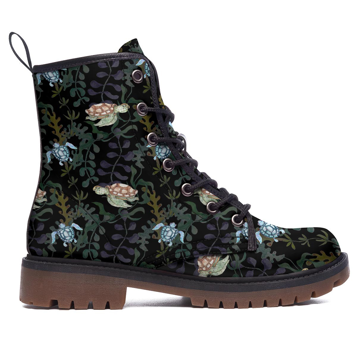 Painting Sea Turtle Print Pattern Work Boots-grizzshop