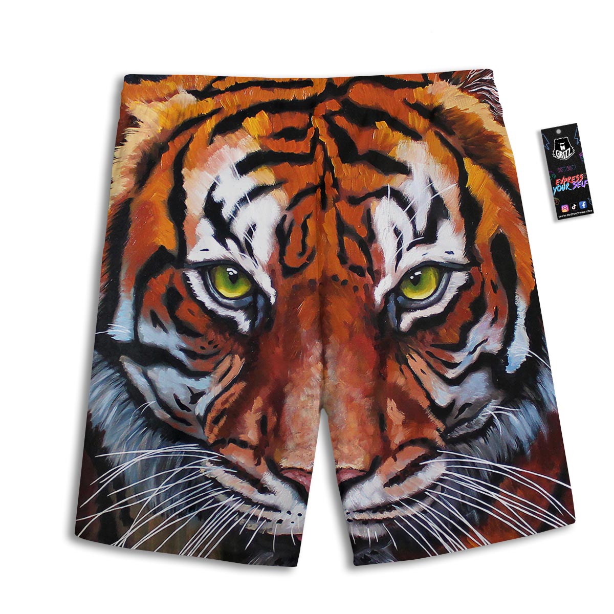Painting Tiger Print Men's Athletic Shorts