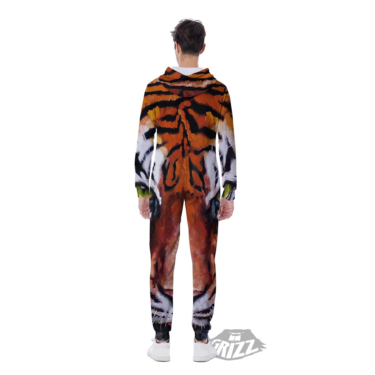 Painting Tiger Print Men's Jumpsuit-grizzshop