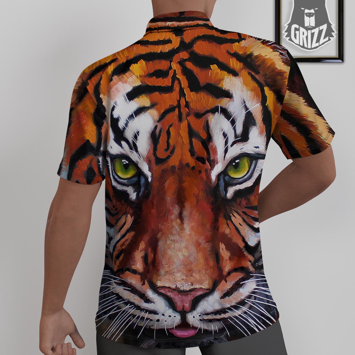 Painting Tiger Print Untucked Shirts-grizzshop