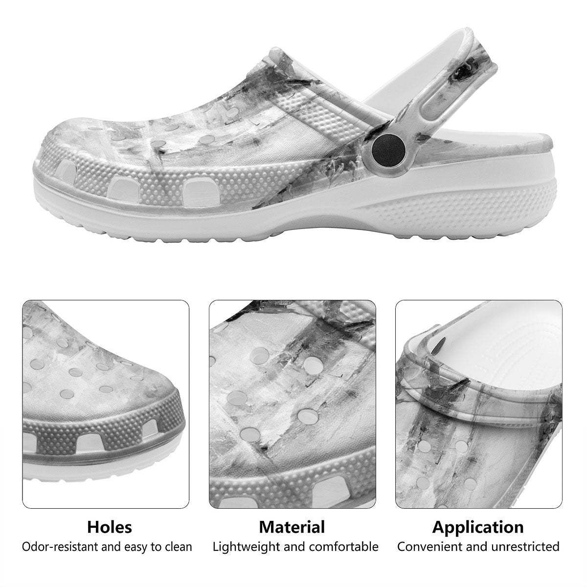 Painting White Horse Print Clog-grizzshop