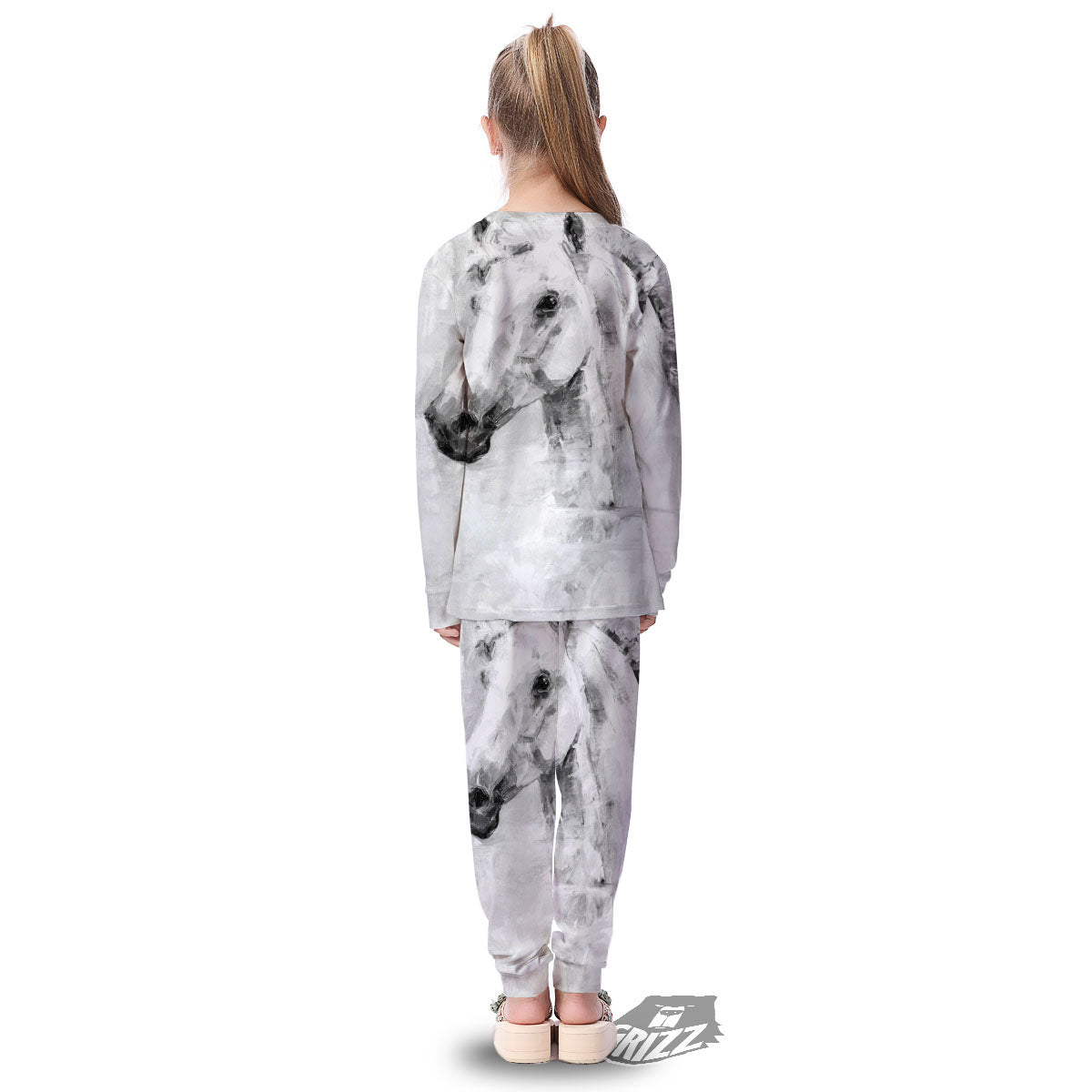 Painting White Horse Print Kid's Pajamas-grizzshop