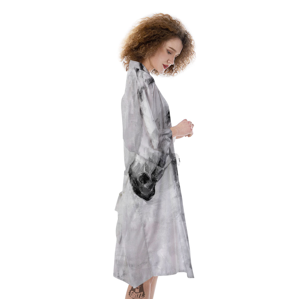 Painting White Horse Print Kimono-grizzshop