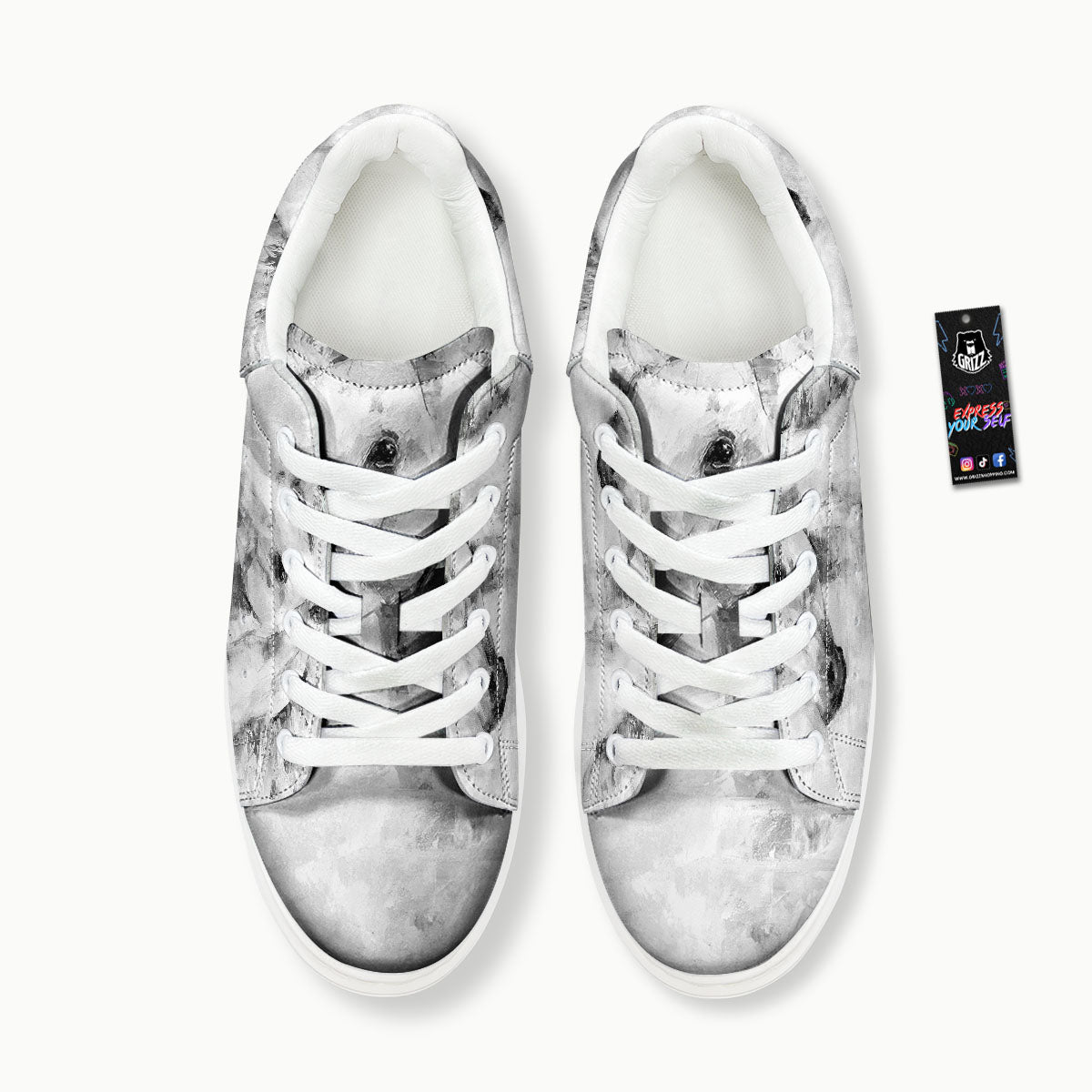 Painting White Horse Print Platform Shoes-grizzshop