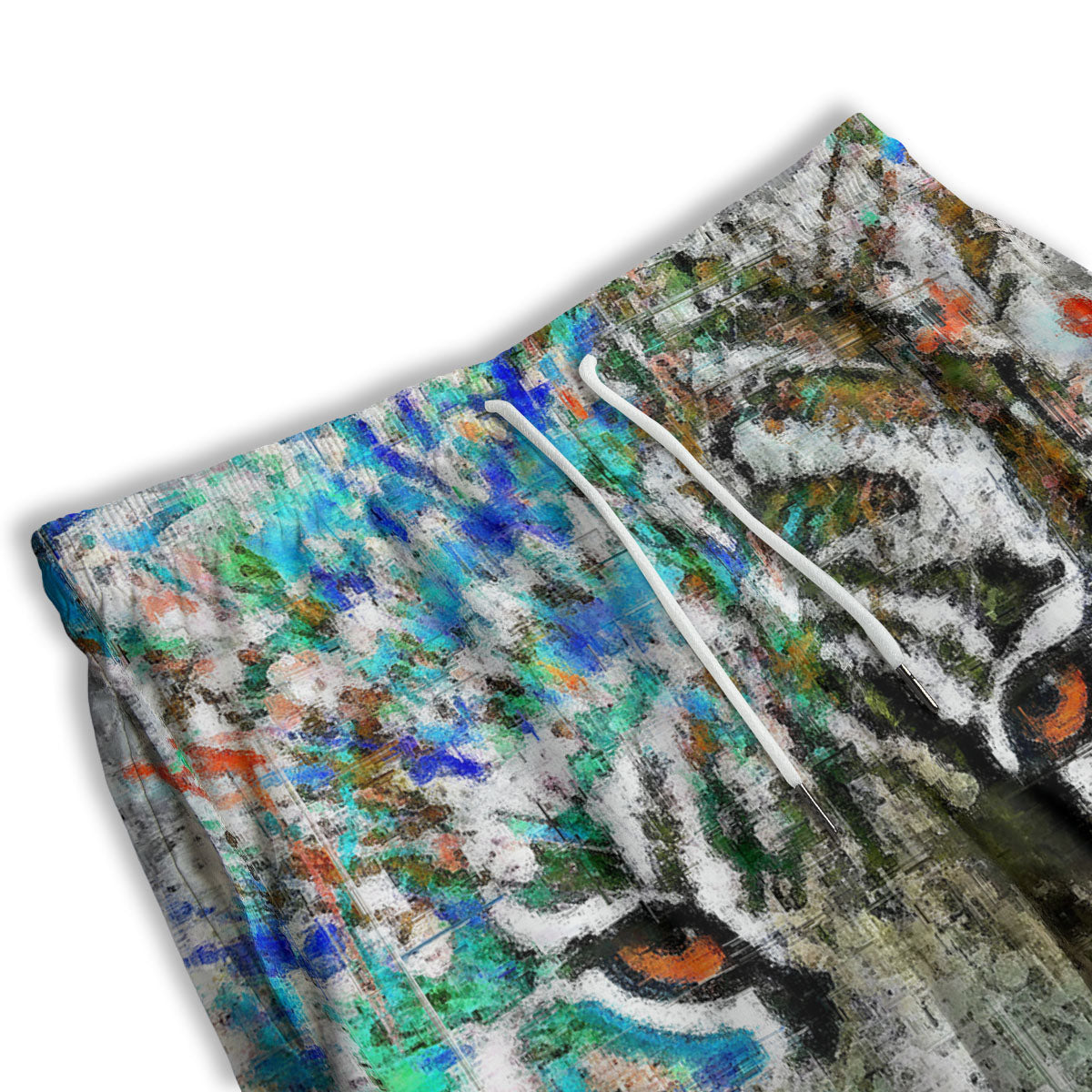 Painting White Tiger Print Men's Athletic Shorts
