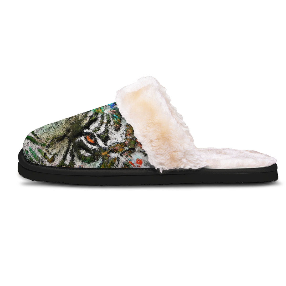Painting White Tiger Print Slippers-grizzshop