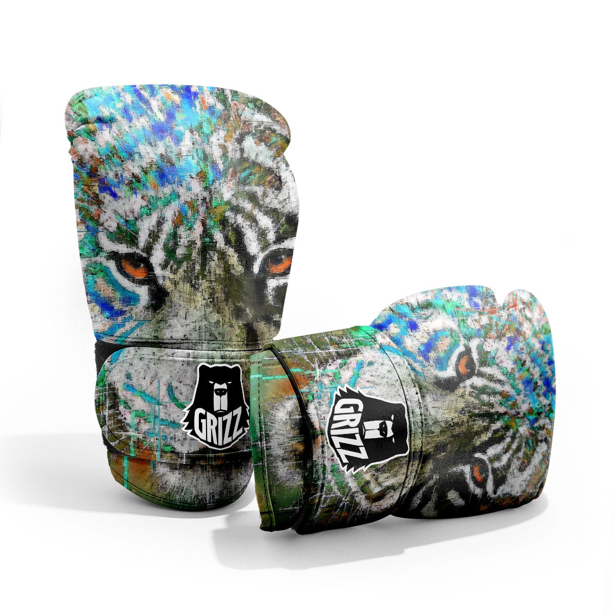 Painting White Tiger Print Pro Boxing Glove