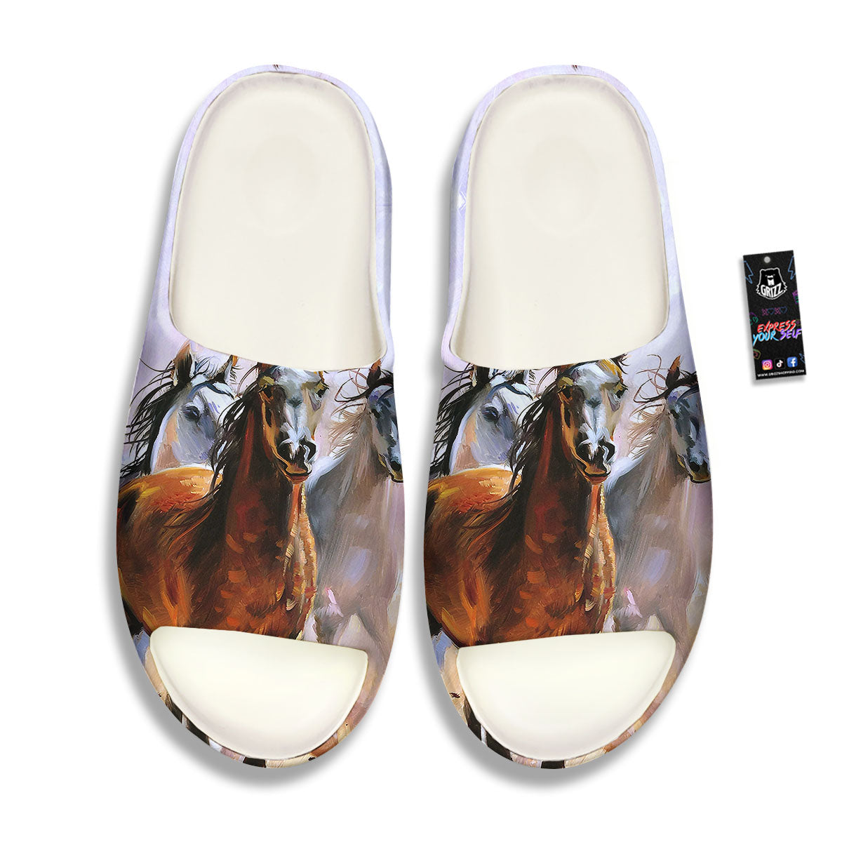 Painting Horse Vintage Print Sandals-grizzshop