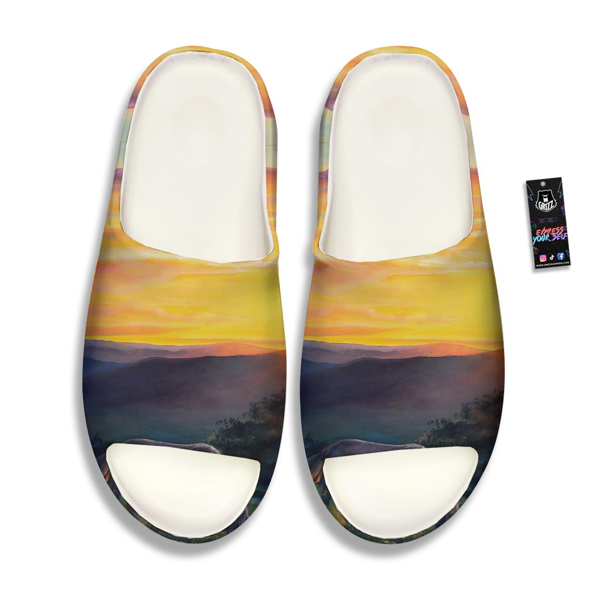 Painting Sunset Horse Print Sandals-grizzshop