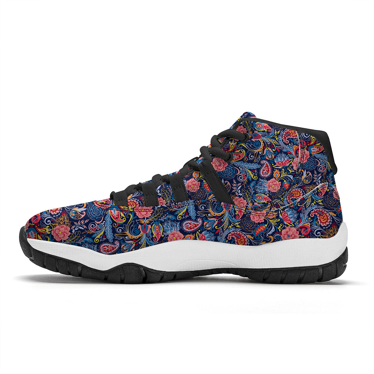 Paisley Art Print Pattern Black Bball Shoes-grizzshop