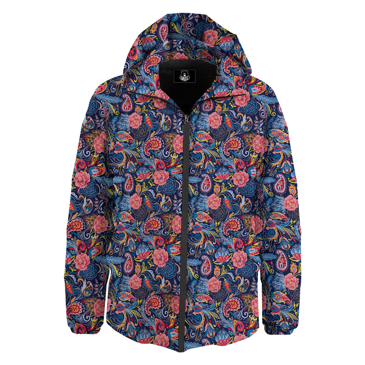 Paisley Art Print Pattern Down Jacket-grizzshop