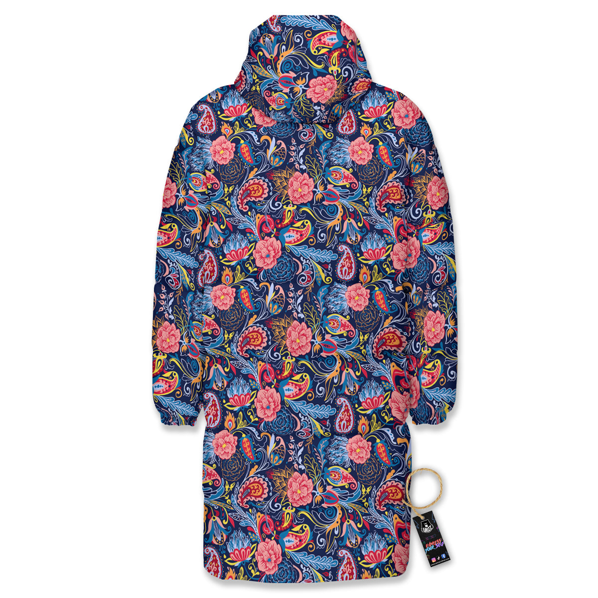 Paisley Art Print Pattern Long Down Jacket-grizzshop
