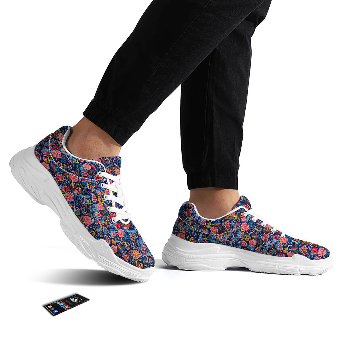 Paisley Art Print Pattern White Chunky Shoes-grizzshop