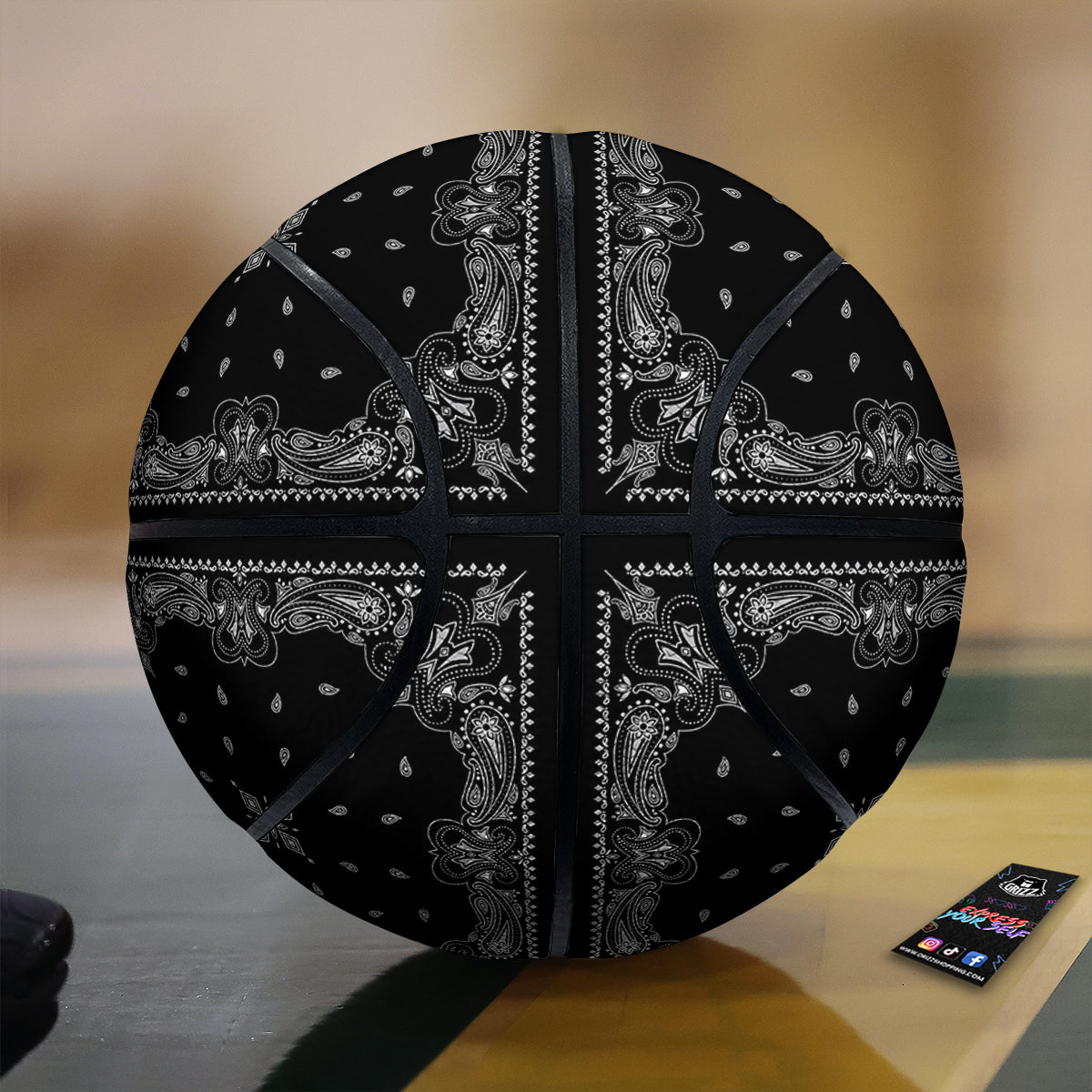 Paisley Bandana Black And White Print Pattern Basketball