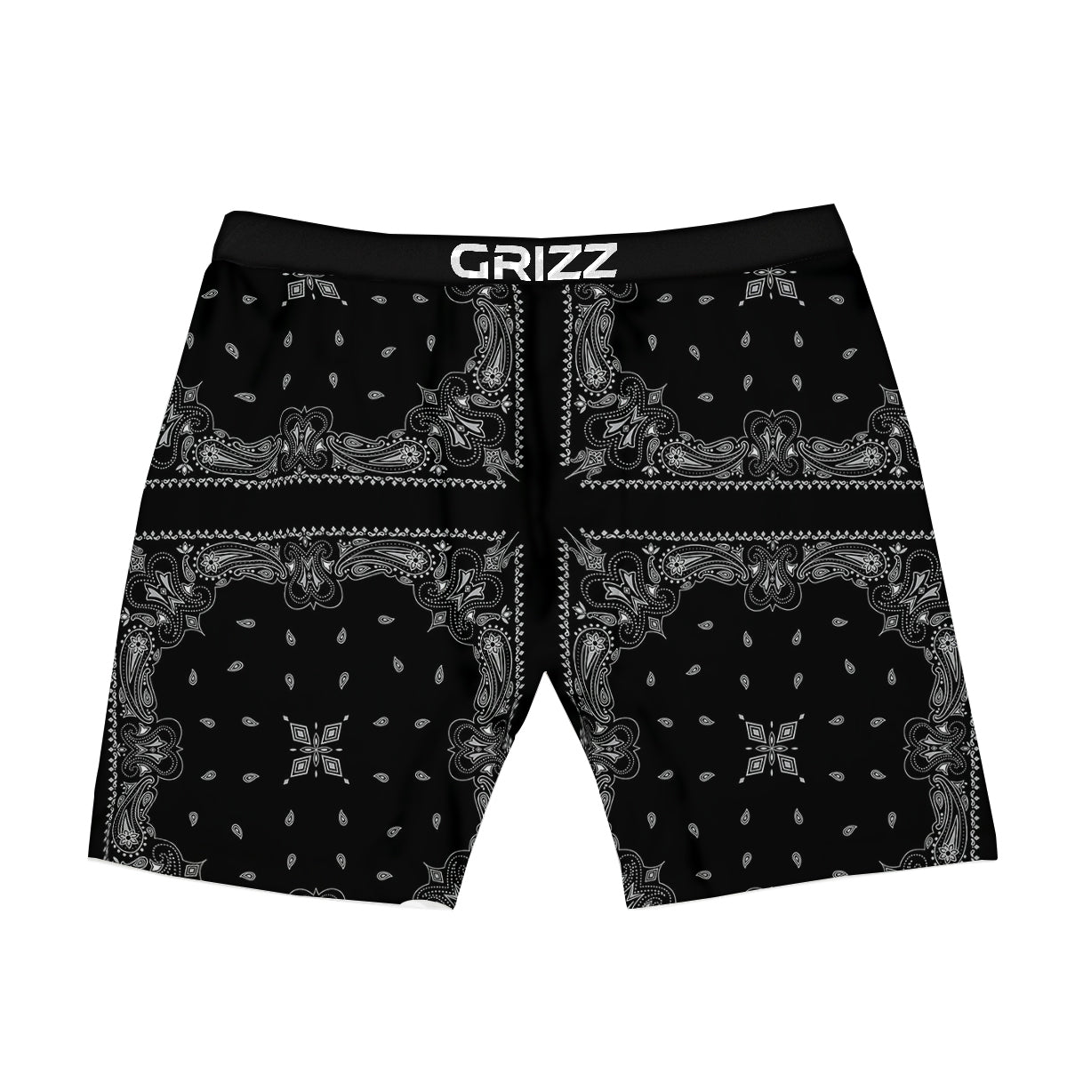 Paisley Bandana Black And White Print Pattern Boxer Briefs-grizzshop