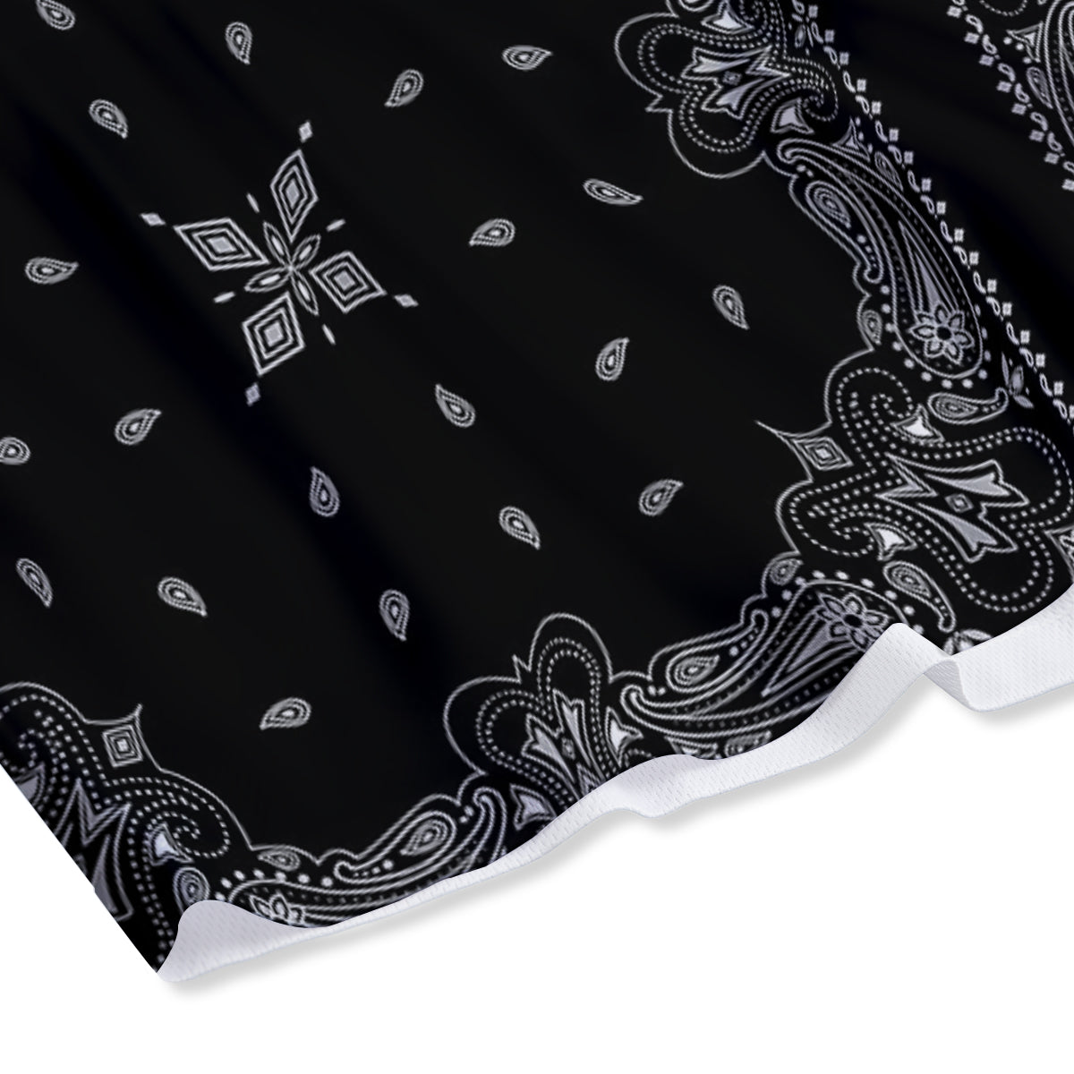 Paisley Bandana Black And White Print Pattern Mesh Shorts