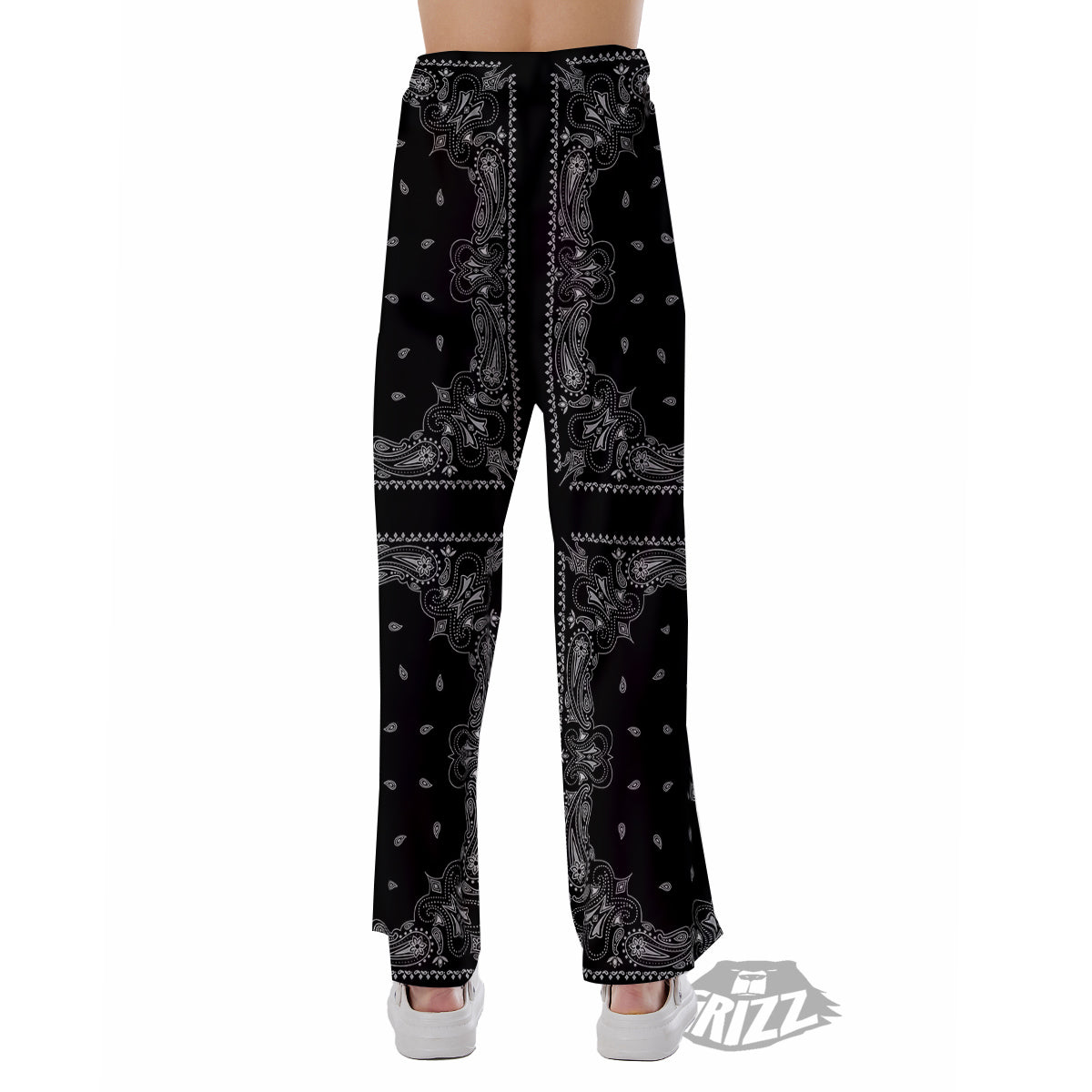 Paisley Bandana Black And White Print Pattern Pajama Pants-grizzshop