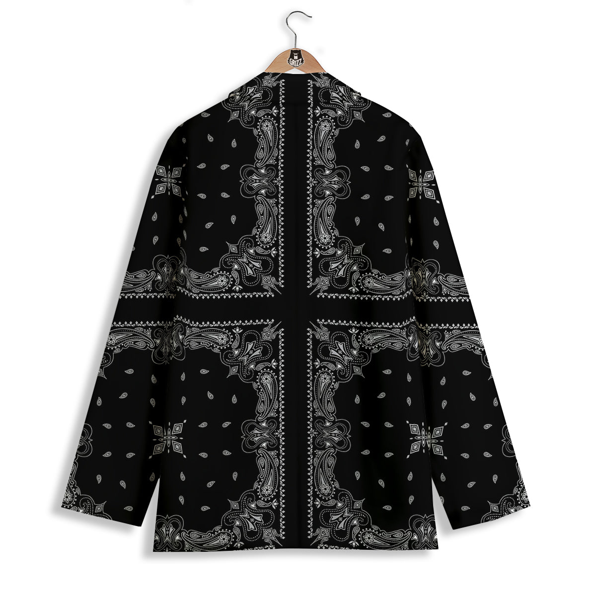 Paisley Bandana Black And White Print Pattern Women's Blazer-grizzshop