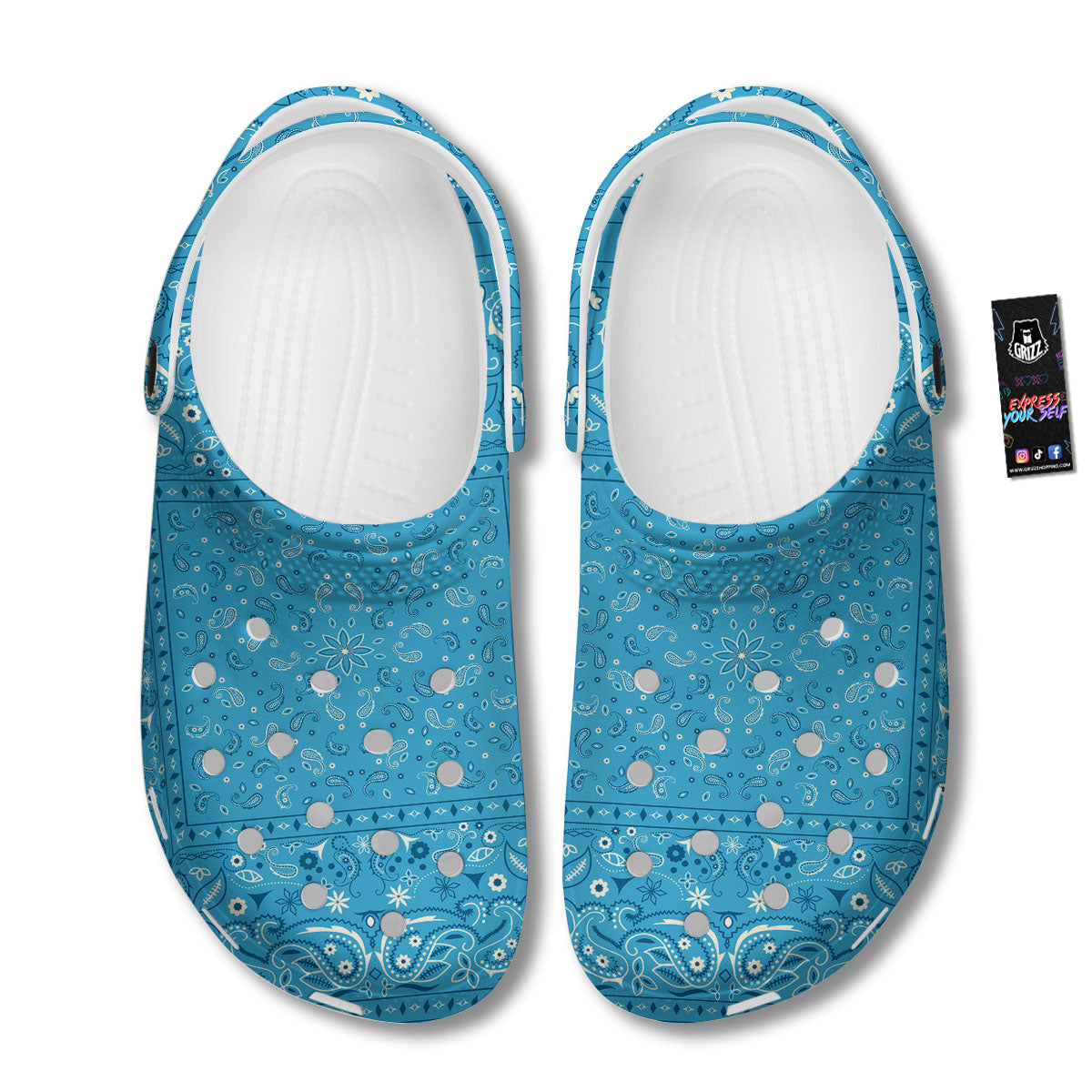 Paisley Bandana Light Blue Print Clog-grizzshop