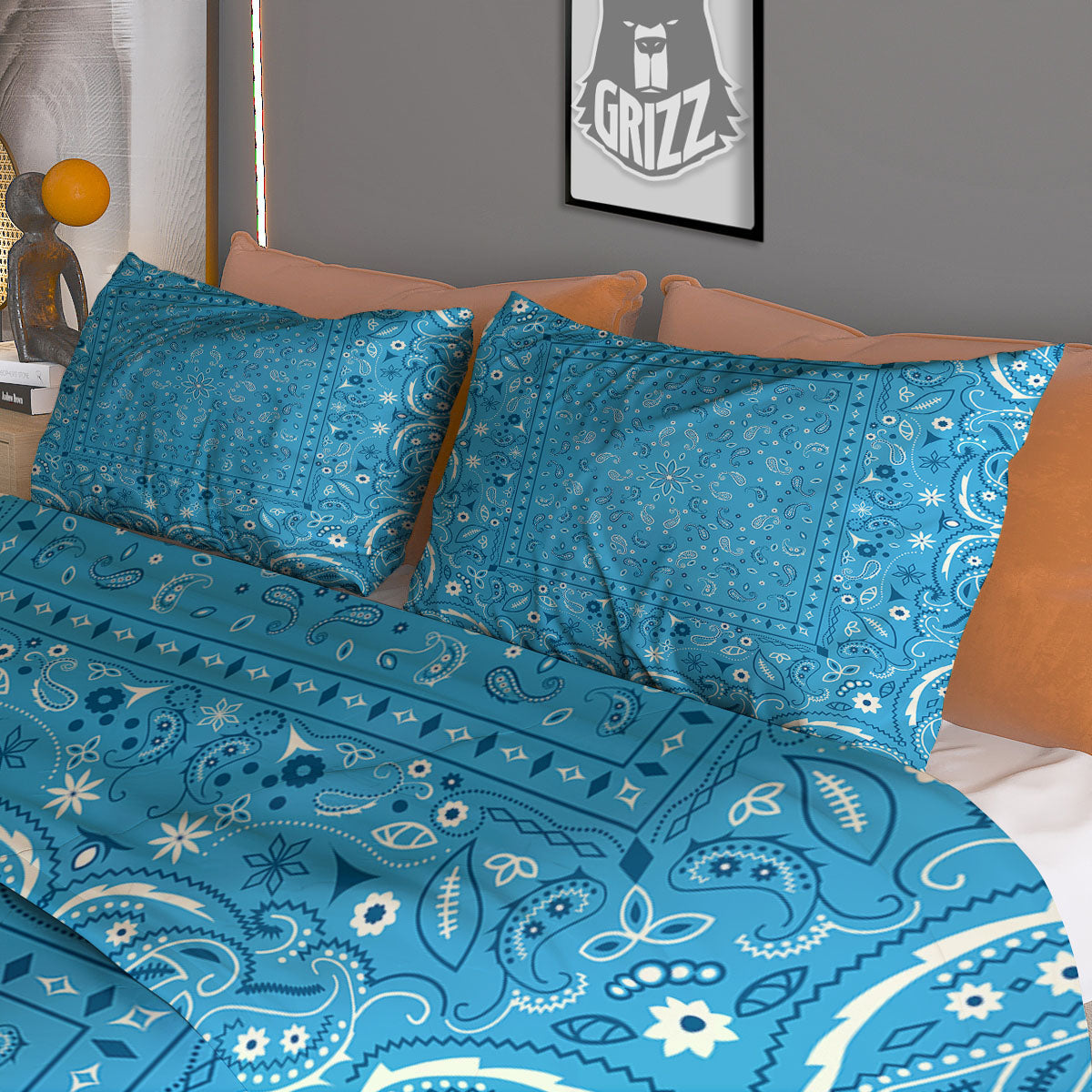 Paisley Bandana Light Blue Print Duvet Cover Bedding Set