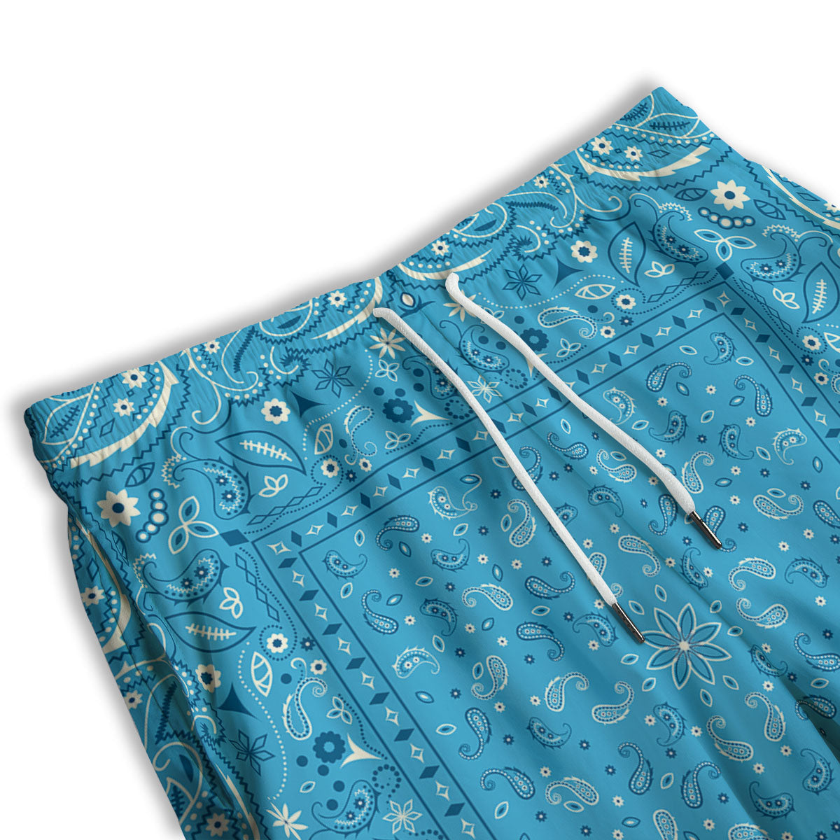 Paisley Bandana Light Blue Print Men's Athletic Shorts