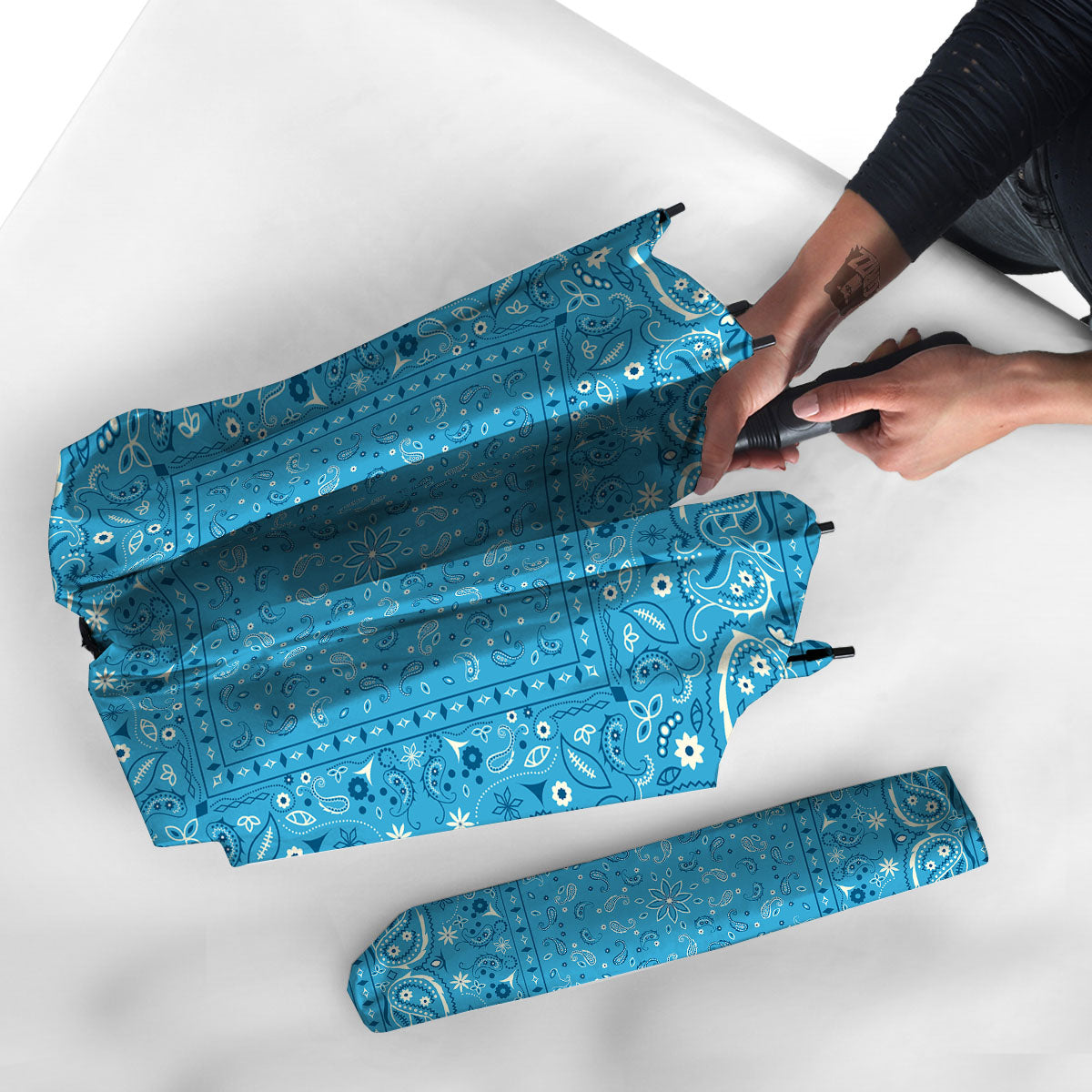 Paisley Bandana Light Blue Print Umbrella-grizzshop
