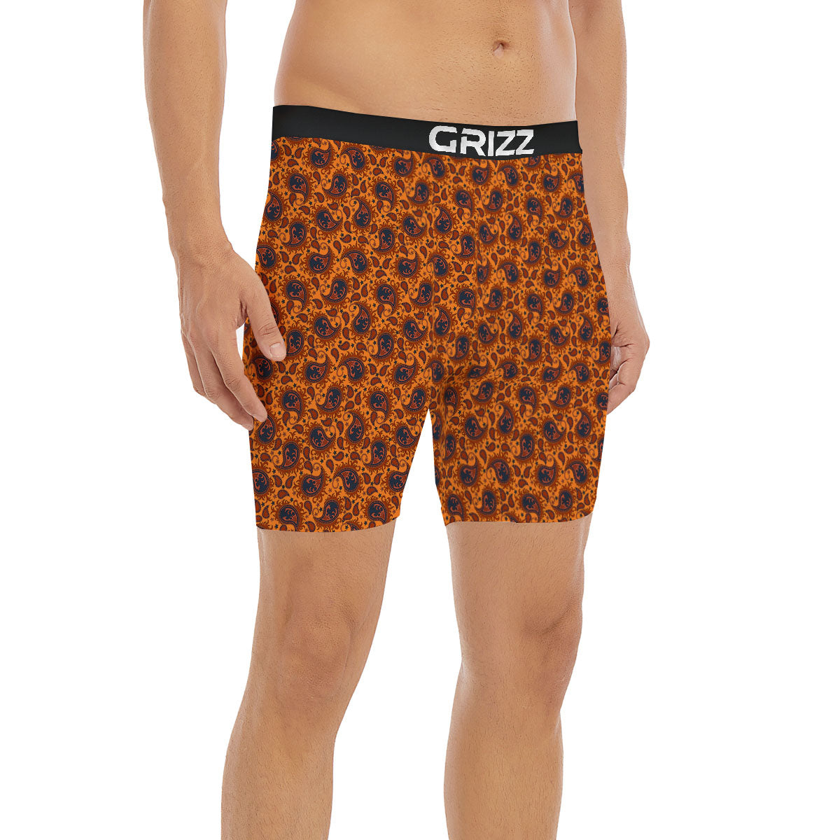 Paisley Bandana Orange Print Boxer Briefs-grizzshop