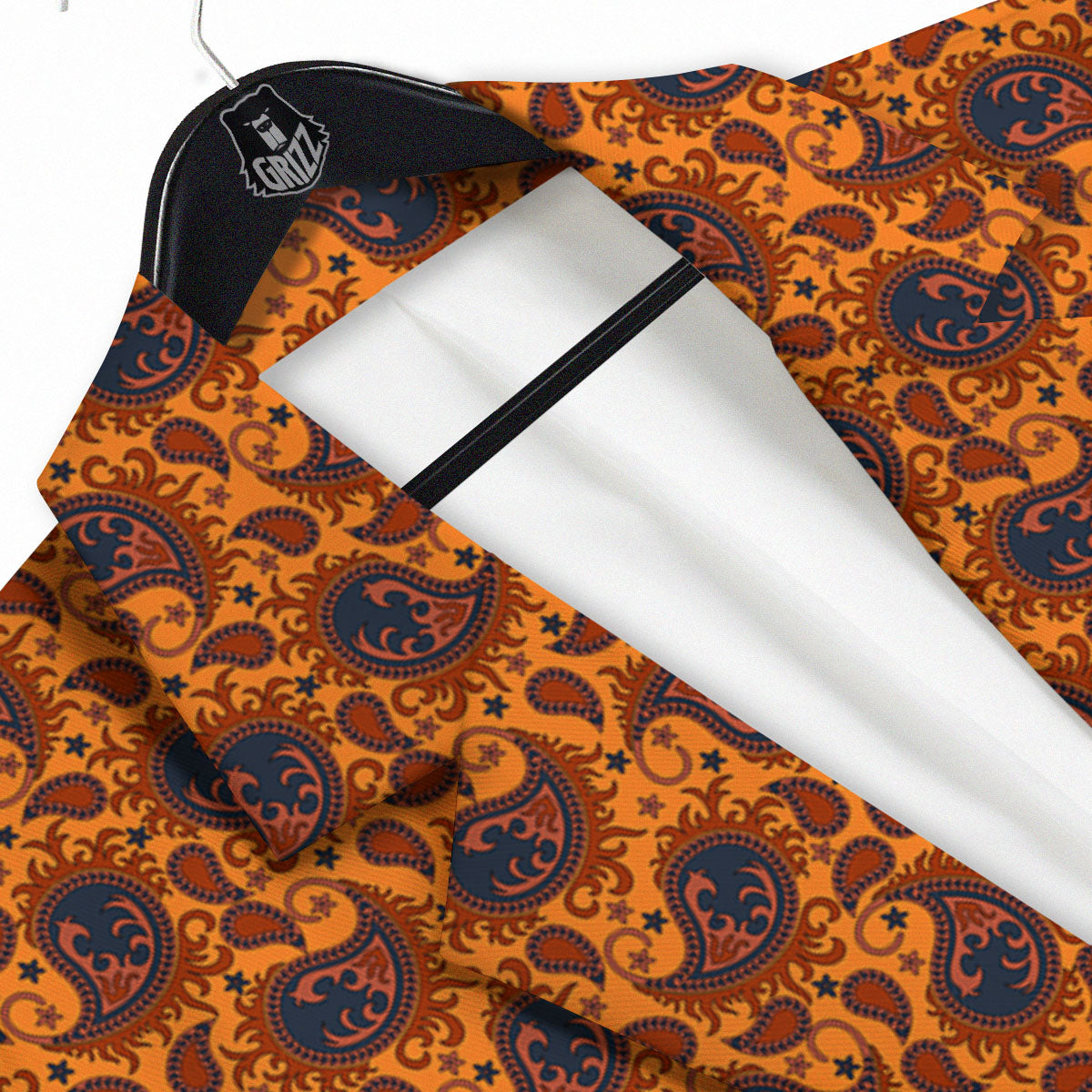 Paisley Bandana Orange Print Men's Sport Coat-grizzshop