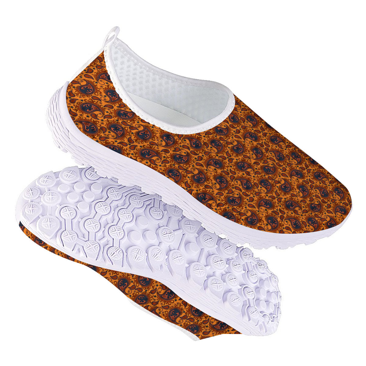 Paisley Bandana Orange Print Nurse Shoes-grizzshop