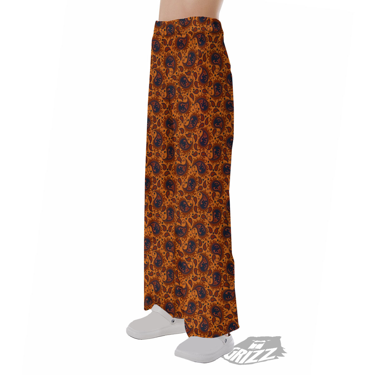 Paisley Bandana Orange Print Pajama Pants-grizzshop