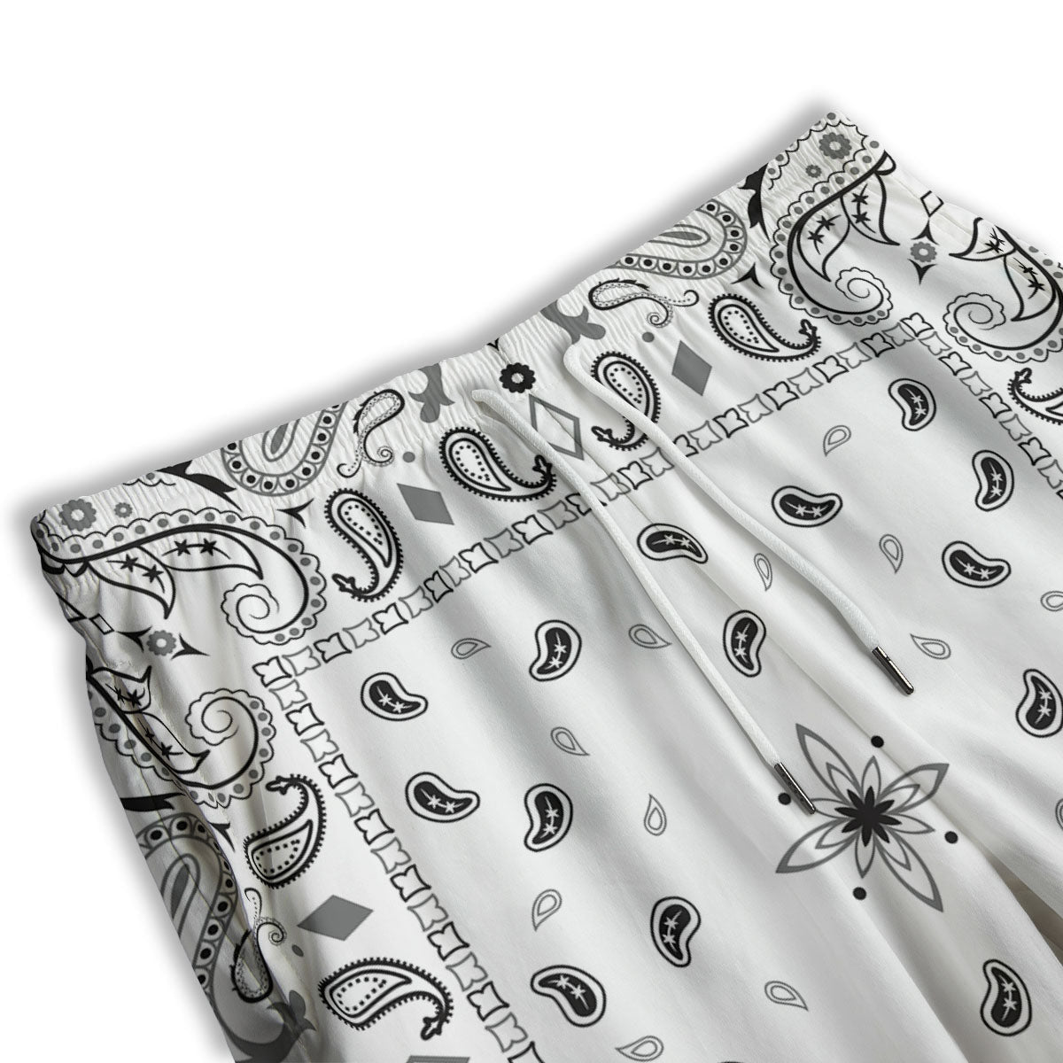 Paisley Bandana White And Black Print Men's Athletic Shorts