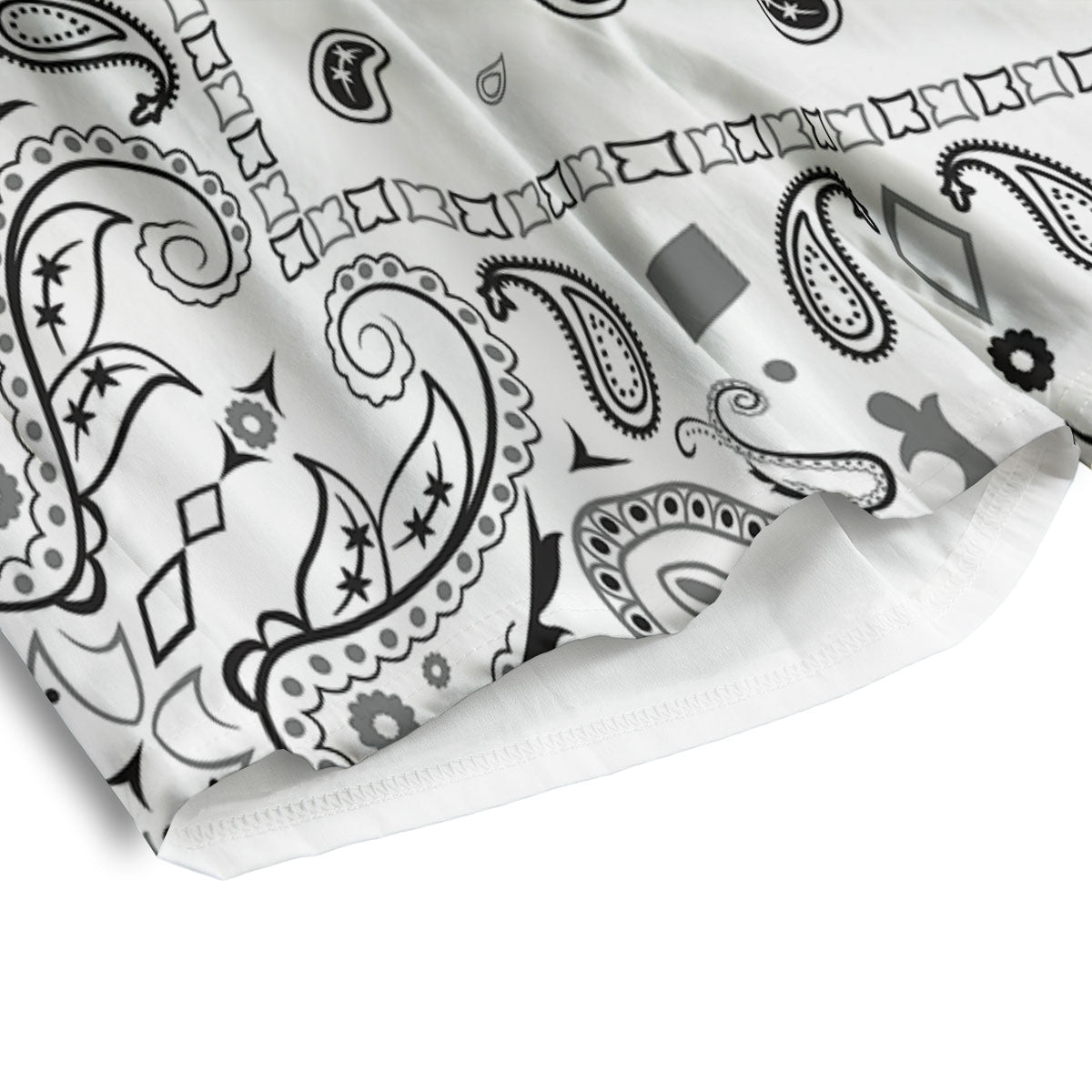 Paisley Bandana White And Black Print Men's Athletic Shorts