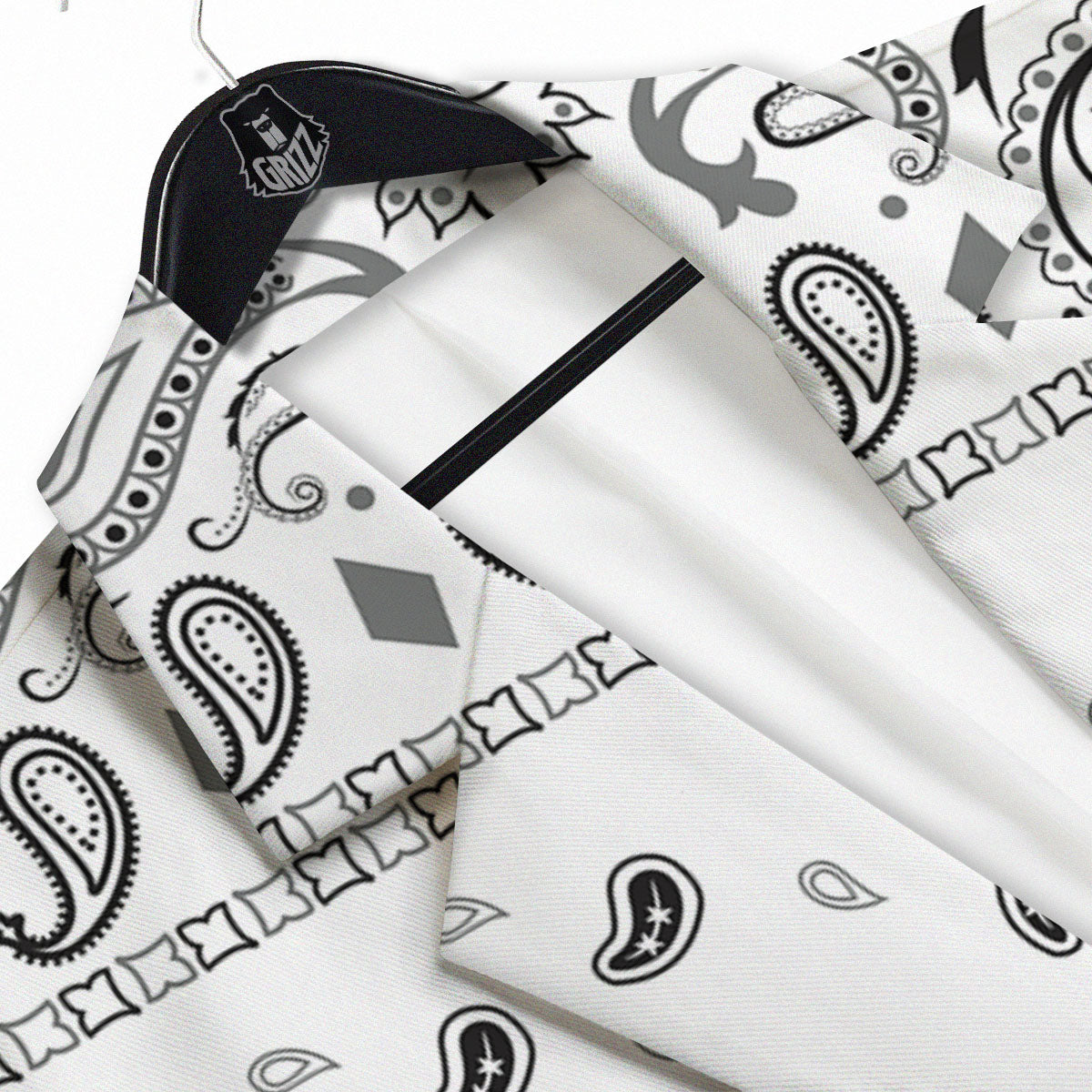 Paisley Bandana White And Black Print Men's Sport Coat-grizzshop