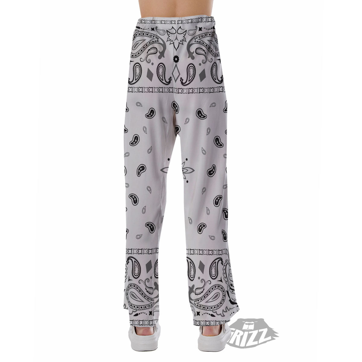 Paisley Bandana White And Black Print Pajama Pants-grizzshop