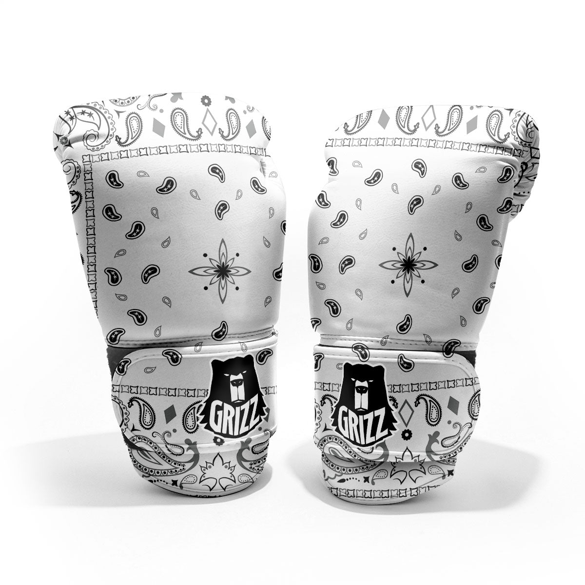 Paisley Bandana White And Black Print Pro Boxing Glove