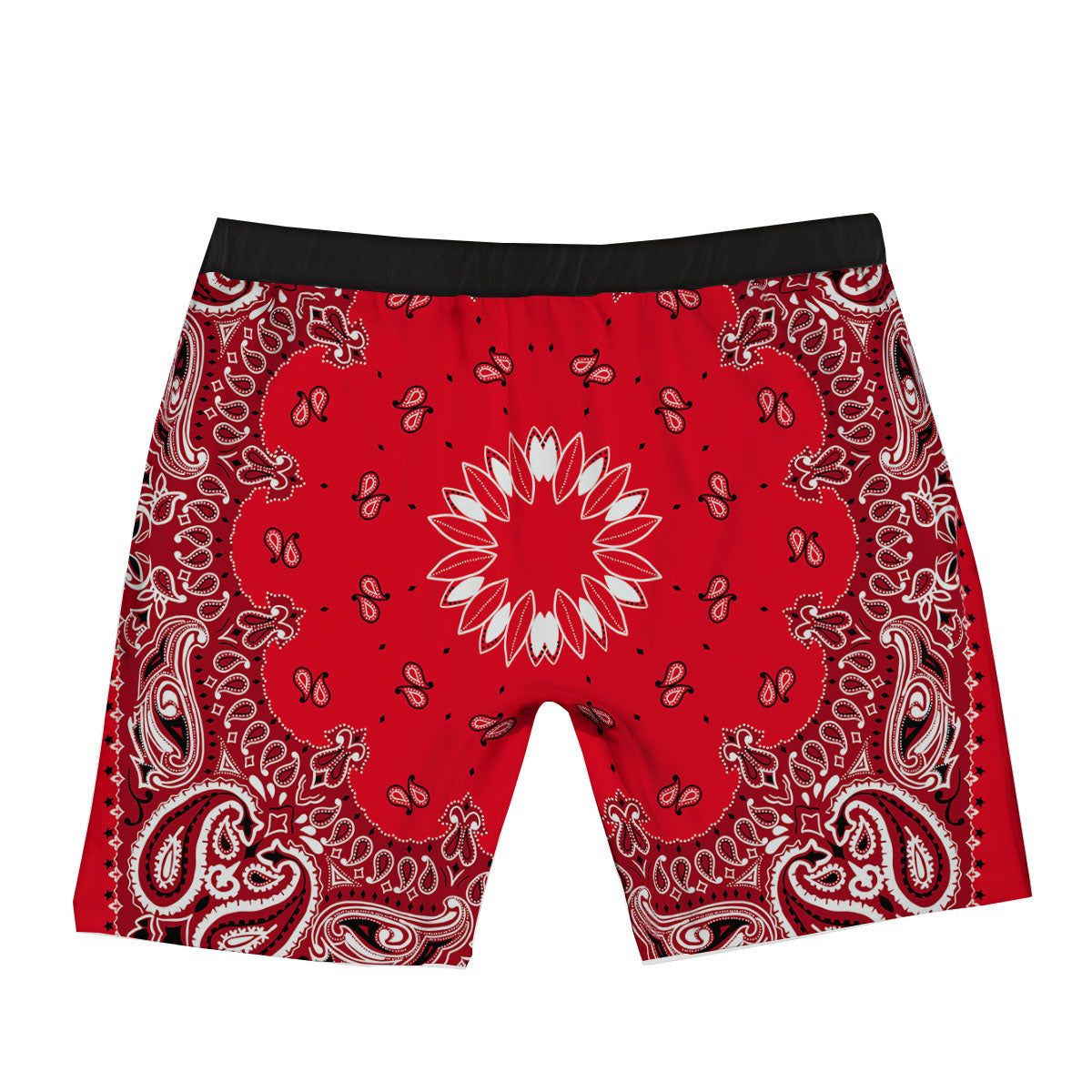 Paisley Bandana White And Red Print Boxer Briefs-grizzshop