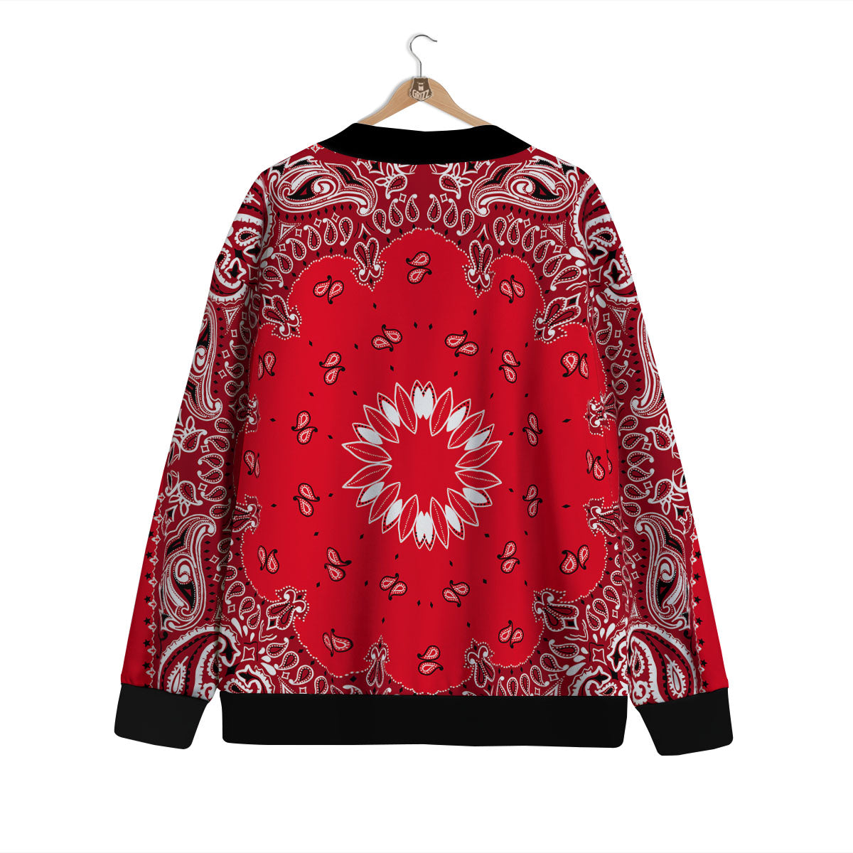 Paisley Bandana White And Red Print Cardigan-grizzshop