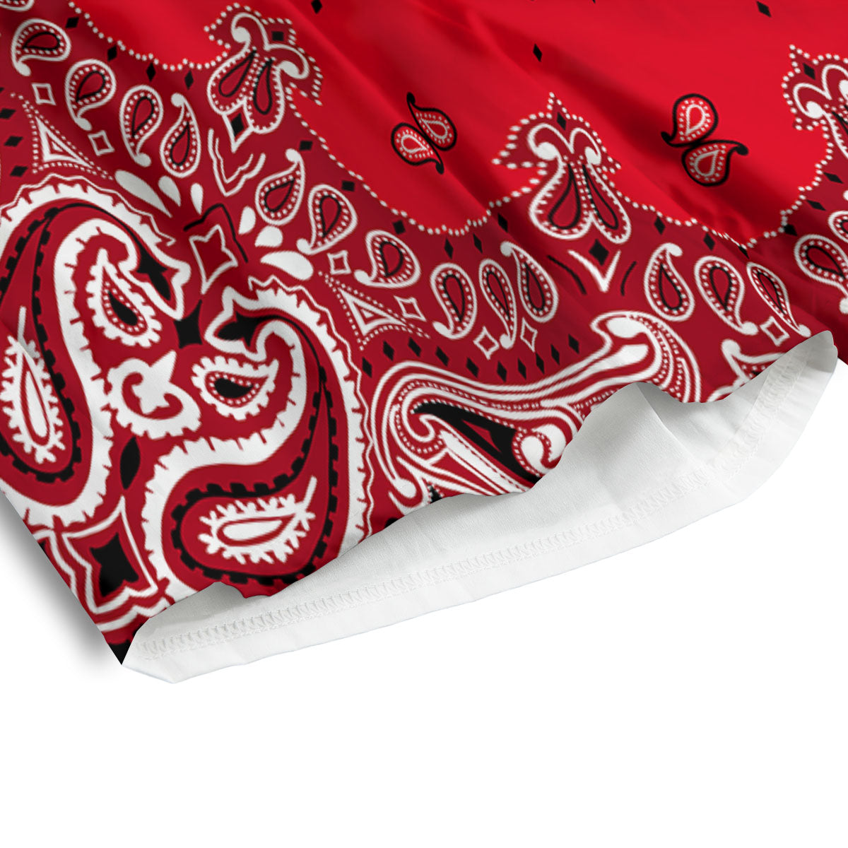 Paisley Bandana White And Red Print Men's Athletic Shorts