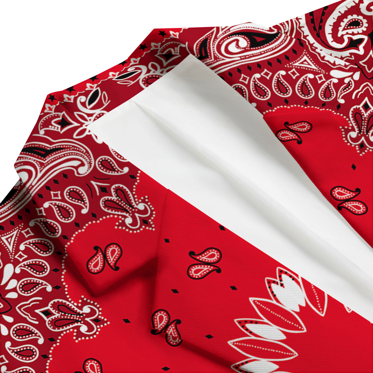 Paisley Bandana White And Red Print Men's Blazer-grizzshop