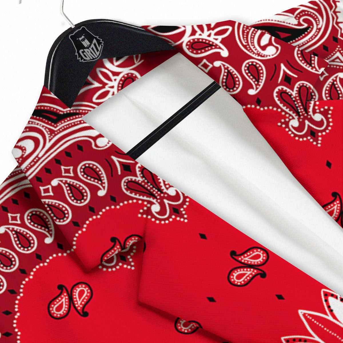 Paisley Bandana White And Red Print Men's Sport Coat-grizzshop