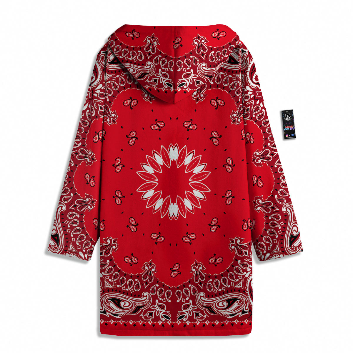 Paisley Bandana White And Red Print Men's Windbreaker Jacket-grizzshop