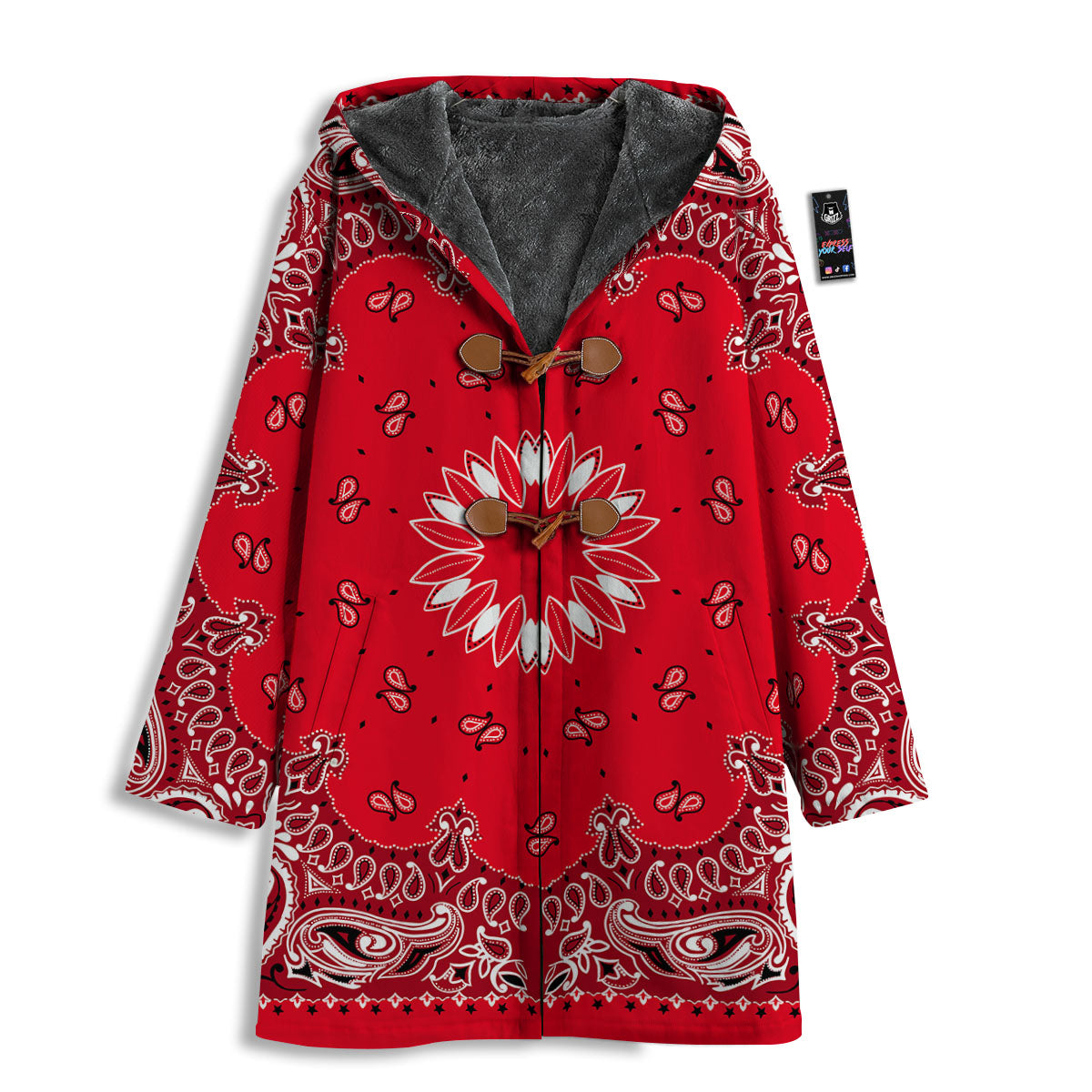 Paisley Bandana White And Red Print Men's Windbreaker Jacket-grizzshop