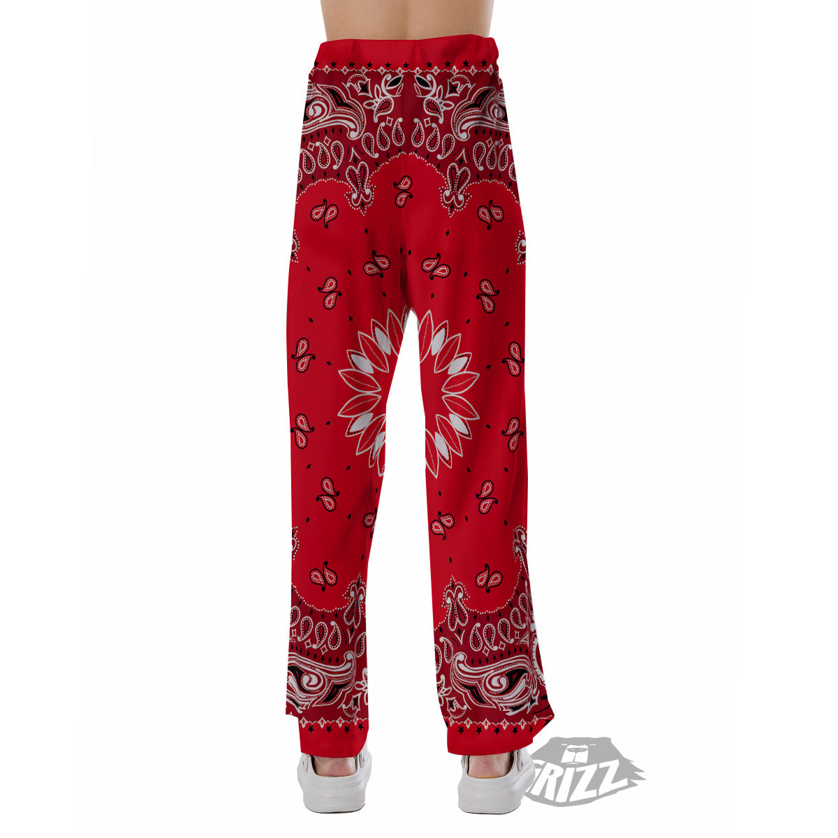 Paisley Bandana White And Red Print Pajama Pants-grizzshop